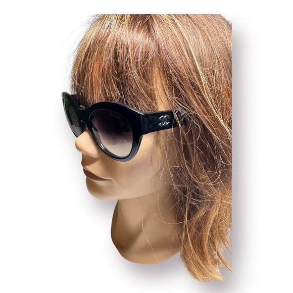 CHANEL 5371 Butterfly Sunglasses Black Gradient Smokey Lenses w/ Case - Picture 2 of 12